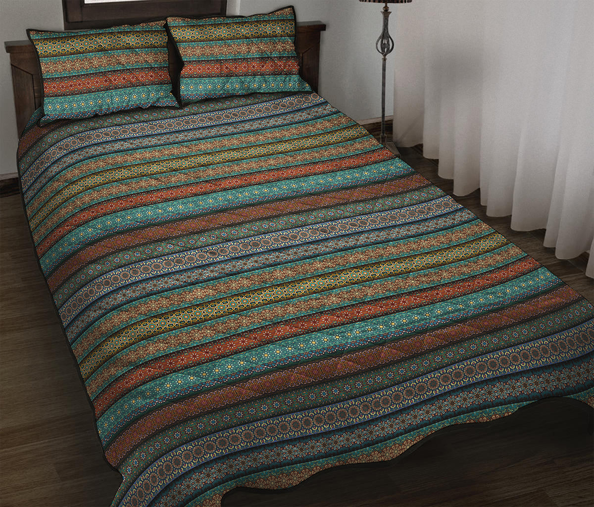 Indian Ethnic Pattern Print Quilt Bed Set