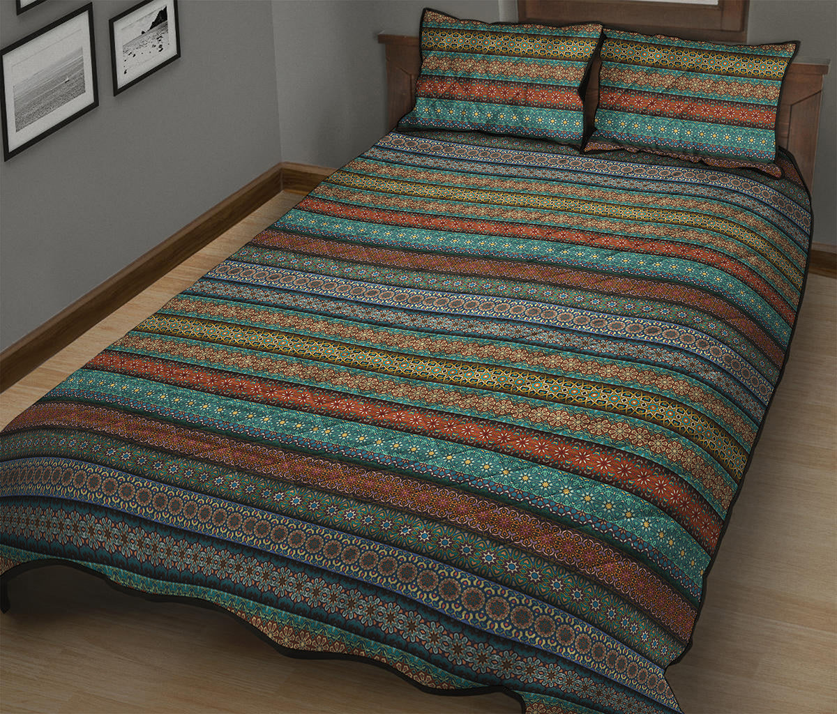Indian Ethnic Pattern Print Quilt Bed Set