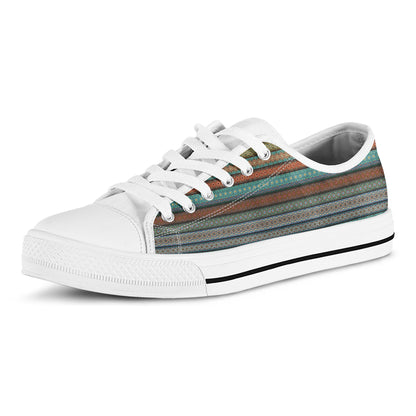 Indian Ethnic Pattern Print White Low Top Shoes