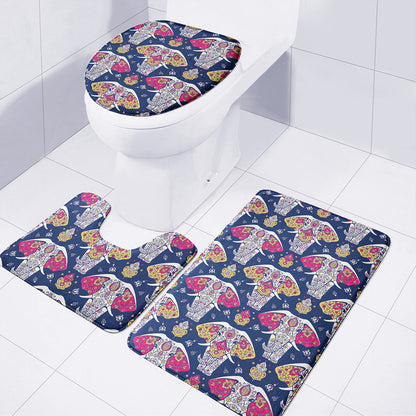 Indian Floral Elephant Pattern Print 3 Piece Bath Mat Set