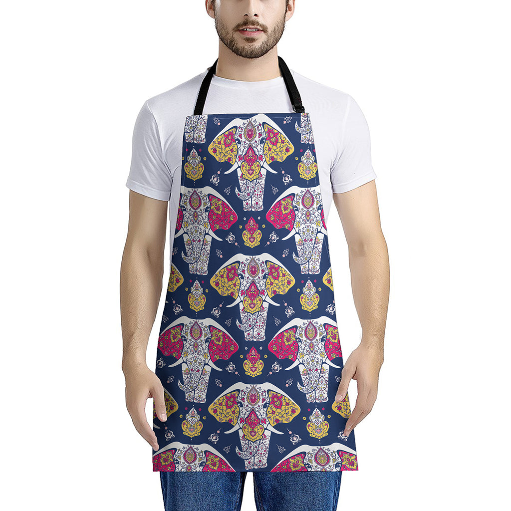Indian Floral Elephant Pattern Print Apron