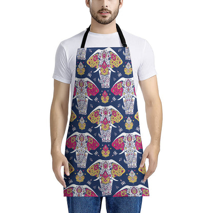 Indian Floral Elephant Pattern Print Apron