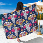 Indian Floral Elephant Pattern Print Beach Sarong Wrap