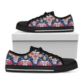 Indian Floral Elephant Pattern Print Black Low Top Sneakers