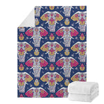 Indian Floral Elephant Pattern Print Blanket