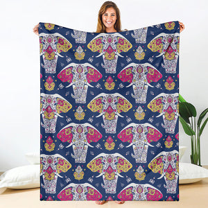 Indian Floral Elephant Pattern Print Blanket