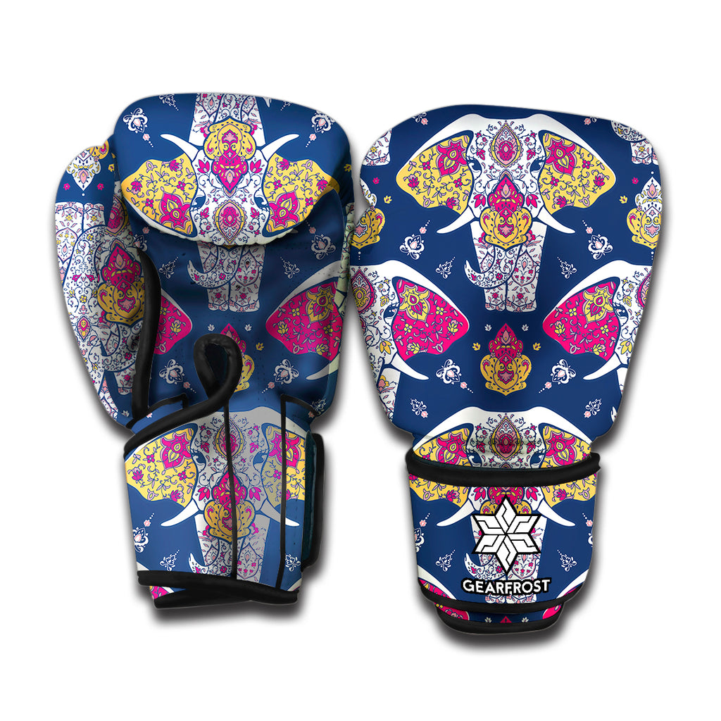 Indian Floral Elephant Pattern Print Boxing Gloves
