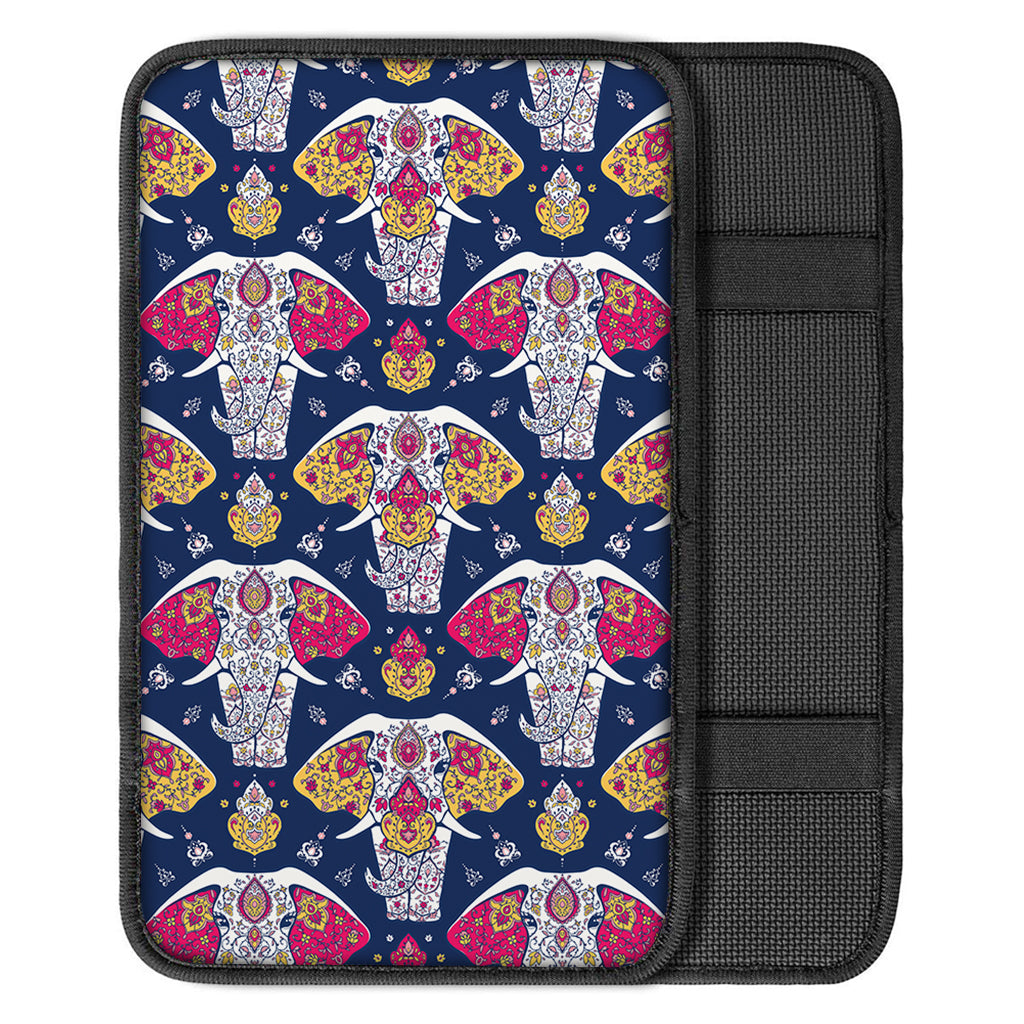 Indian Floral Elephant Pattern Print Car Center Console Cover