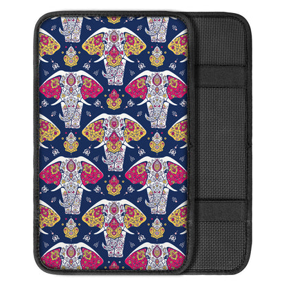 Indian Floral Elephant Pattern Print Car Center Console Cover