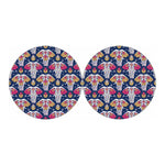 Indian Floral Elephant Pattern Print Car Coasters