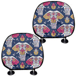 Indian Floral Elephant Pattern Print Car Headrest Covers