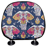 Indian Floral Elephant Pattern Print Car Headrest Covers