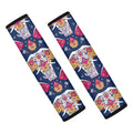 Indian Floral Elephant Pattern Print Car Seat Belt Covers