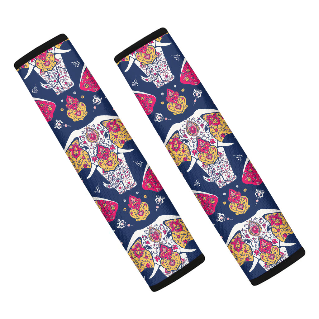 Indian Floral Elephant Pattern Print Car Seat Belt Covers