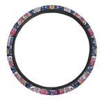 Indian Floral Elephant Pattern Print Car Steering Wheel Cover