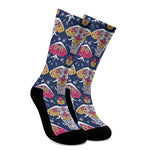 Indian Floral Elephant Pattern Print Crew Socks