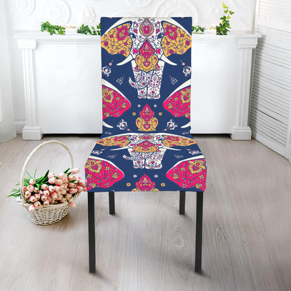 Indian Floral Elephant Pattern Print Dining Chair Slipcover