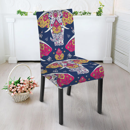 Indian Floral Elephant Pattern Print Dining Chair Slipcover