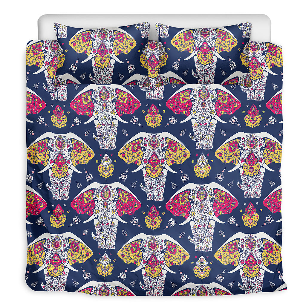 Indian Floral Elephant Pattern Print Duvet Cover Bedding Set