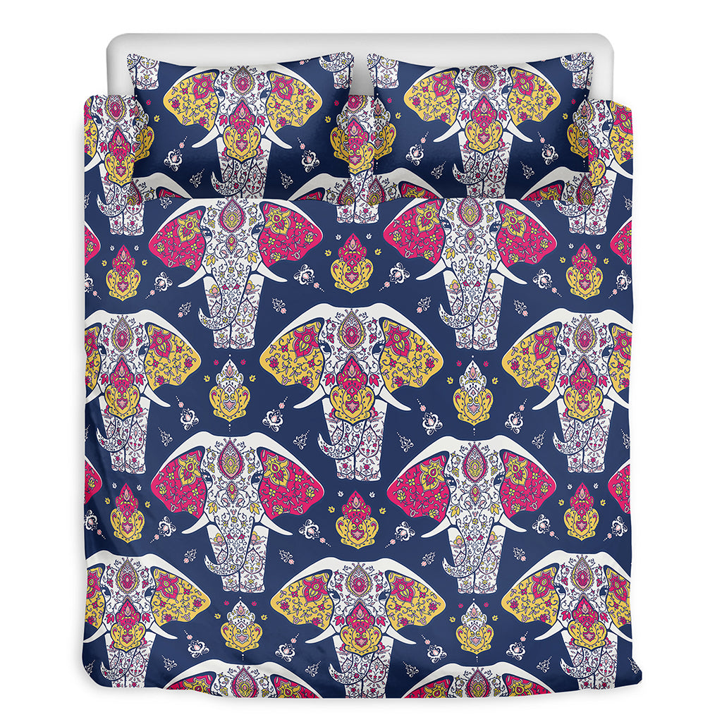 Indian Floral Elephant Pattern Print Duvet Cover Bedding Set