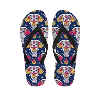 Indian Floral Elephant Pattern Print Flip Flops
