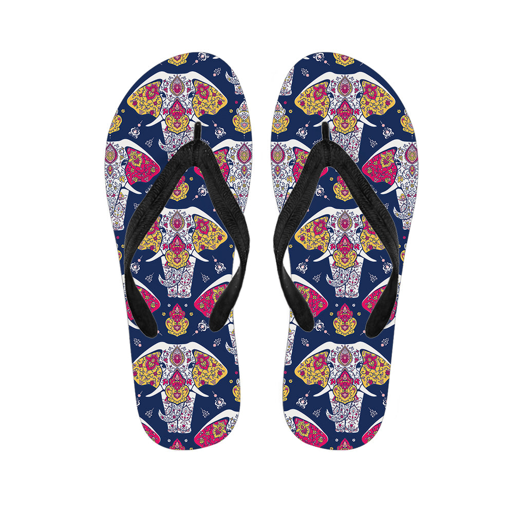 Indian Floral Elephant Pattern Print Flip Flops