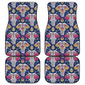 Indian Floral Elephant Pattern Print Front and Back Car Floor Mats