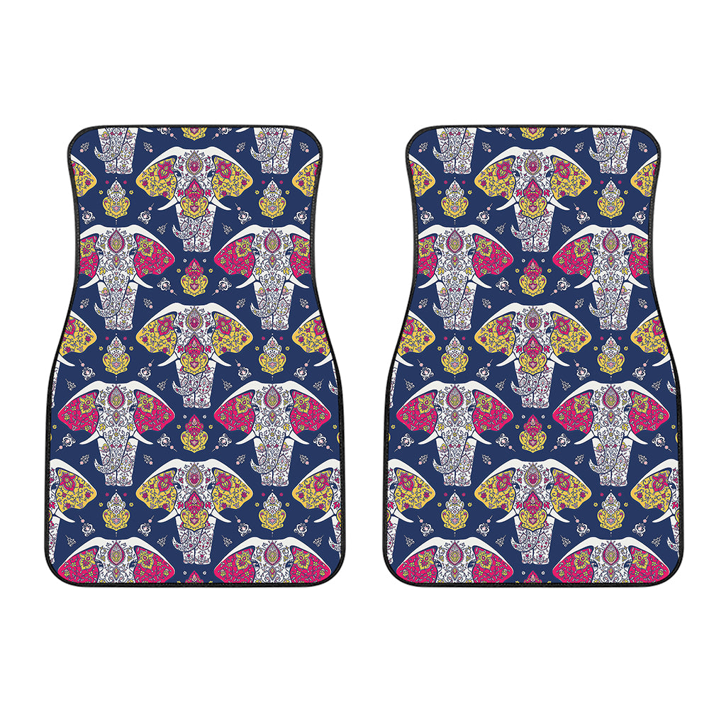 Indian Floral Elephant Pattern Print Front Car Floor Mats