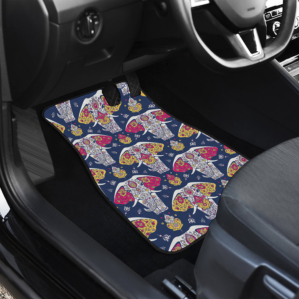 Indian Floral Elephant Pattern Print Front Car Floor Mats