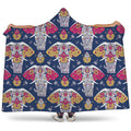 Indian Floral Elephant Pattern Print Hooded Blanket