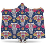 Indian Floral Elephant Pattern Print Hooded Blanket