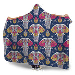 Indian Floral Elephant Pattern Print Hooded Blanket