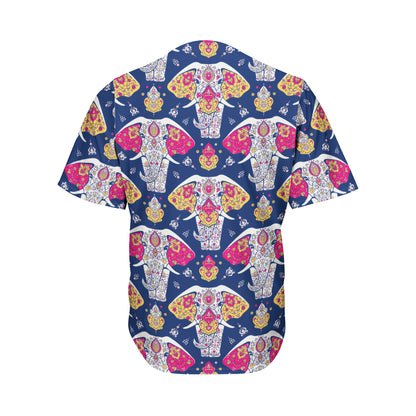 Indian Floral Elephant Pattern Print Men's Baseball Jersey