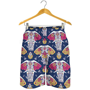 Indian Floral Elephant Pattern Print Men's Shorts