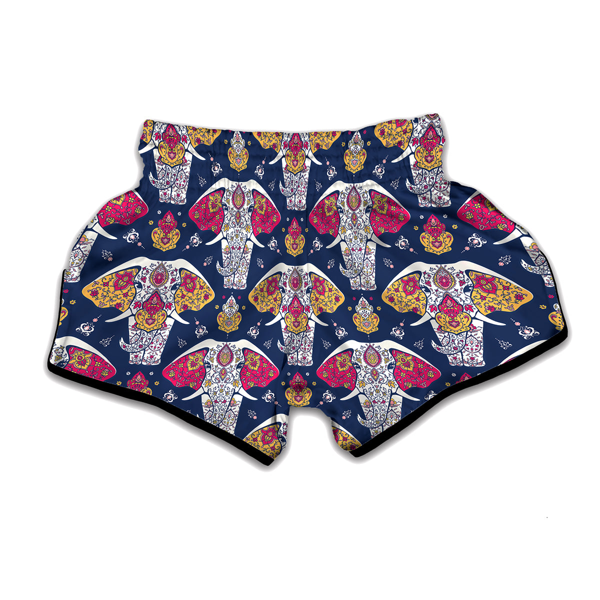 Indian Floral Elephant Pattern Print Muay Thai Boxing Shorts