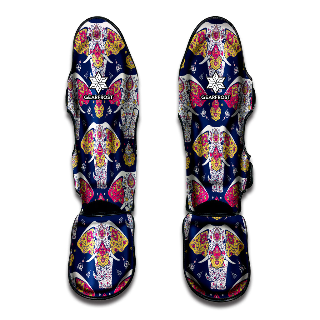 Indian Floral Elephant Pattern Print Muay Thai Shin Guard