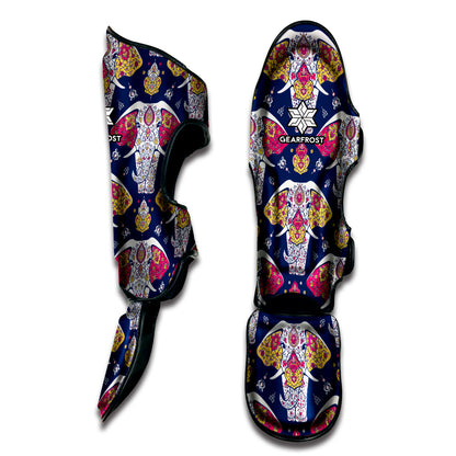 Indian Floral Elephant Pattern Print Muay Thai Shin Guard