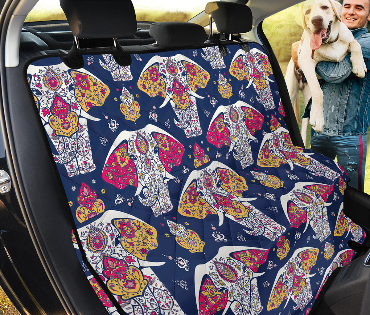 Indian Floral Elephant Pattern Print Pet Car Back Seat Cover