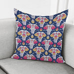 Indian Floral Elephant Pattern Print Pillow Cover