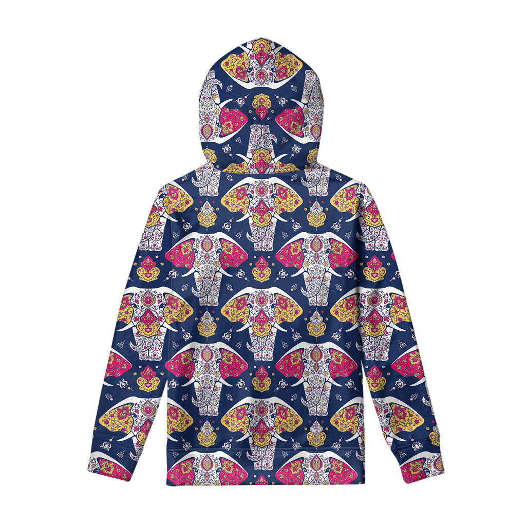 Indian Floral Elephant Pattern Print Pullover Hoodie