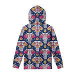 Indian Floral Elephant Pattern Print Pullover Hoodie