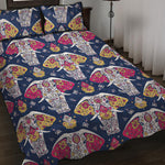 Indian Floral Elephant Pattern Print Quilt Bed Set