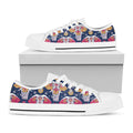 Indian Floral Elephant Pattern Print White Low Top Sneakers