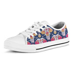 Indian Floral Elephant Pattern Print White Low Top Shoes