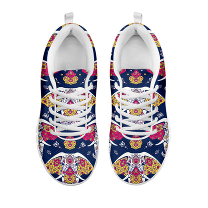 Indian Floral Elephant Pattern Print White Sneakers