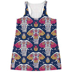Indian Floral Elephant Pattern Print Women's Racerback Tank Top