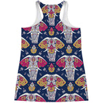 Indian Floral Elephant Pattern Print Women's Racerback Tank Top