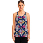 Indian Floral Elephant Pattern Print Women's Racerback Tank Top