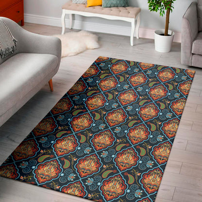Indian Floral Paisley Pattern Print Area Rug
