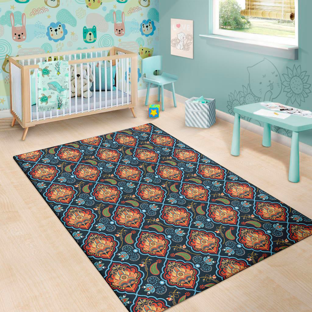 Indian Floral Paisley Pattern Print Area Rug